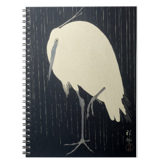 Ohara Kosen Zilveren Heron in de regen Notitieboek