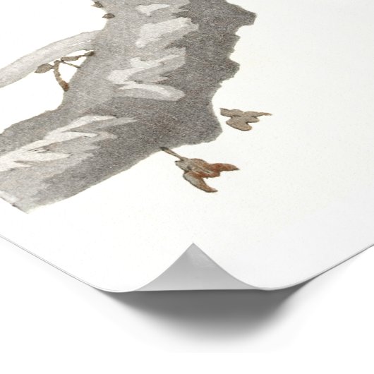 Ohara Koson A Crow en Full Moon Poster (Hoek)