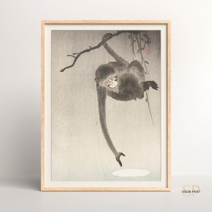 Ohara Koson Aap en Maan Japanse Aziatische Kunst Poster