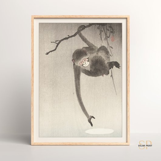 Ohara Koson Aap en Maan Japanse Aziatische Kunst Poster