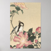 Ohara Koson, Bird and Pink Flowers - Japanese Poster (Voorkant)