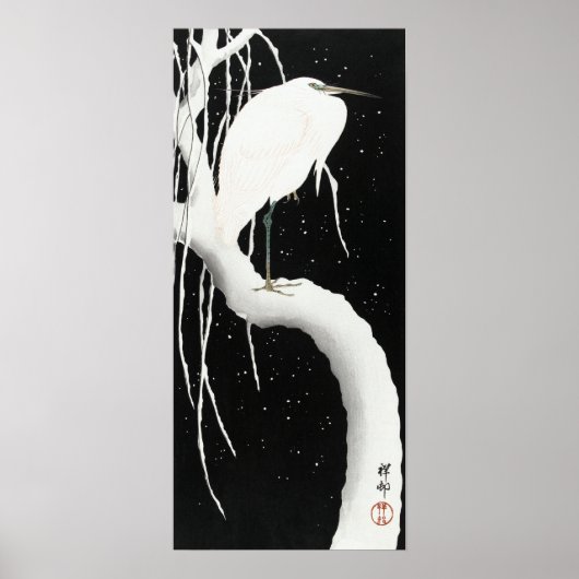 Ohara Koson Heron in Snow Poster (Voorkant)