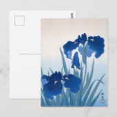 Ohara Koson, Japans Blauw Irissen Verjaardag Briefkaart (Voorkant / Achterkant)