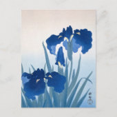 Ohara Koson, Japans Blauw Irissen Verjaardag Briefkaart (Voorkant)