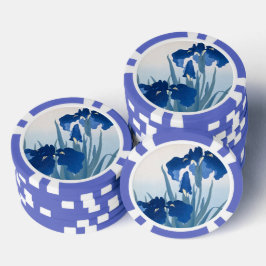 Ohara Koson  Japans Fine Art Blauw Irissen Poker Chips