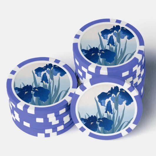 Ohara Koson  Japans Fine Art Blauw Irissen Poker Chips (Opstapeling)