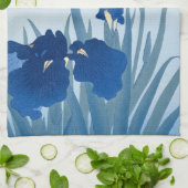 Ohara Koson Japans Fine Art Blauw Irissen Theedoek (Gevouwen)