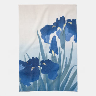 Ohara Koson  Japans Fine Art Blauw Irissen Theedoek