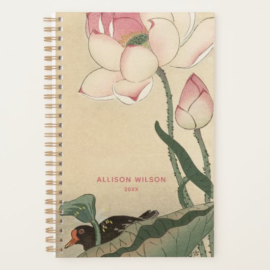 Ohara Koson, Japanse Gallinule met Lotus Flower Planner (Voorkant)