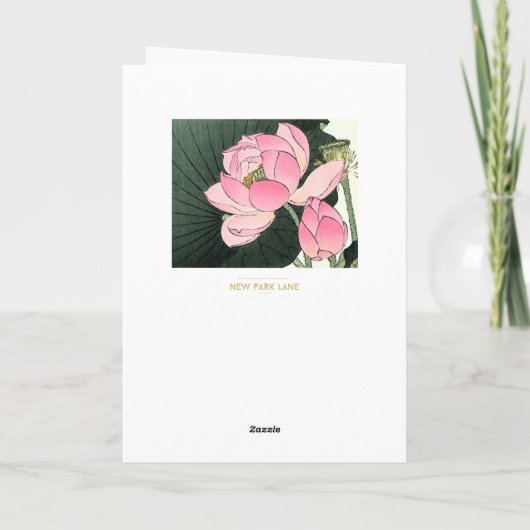 Ohara Koson, Japanse Kunst: Roze Lotus Moederdag Kaart (Achterkant)