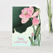 Ohara Koson, Japanse Kunst: Roze Lotus Moederdag Kaart (Voorkant)