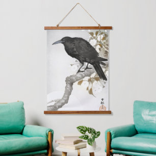 Ohara Koson Kraai op Kersenbloesemtak Kunst Hangend Wandkleed