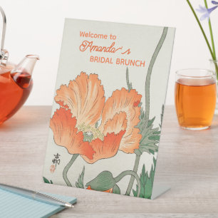 Ohara Koson, Oranje klaproos - Bruidsbrunch Welkom Reclamebord Met Voetstuk