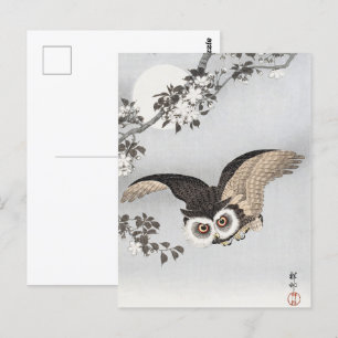 Ohara Koson Scops Uil Kersenbloesems & Maan Briefkaart