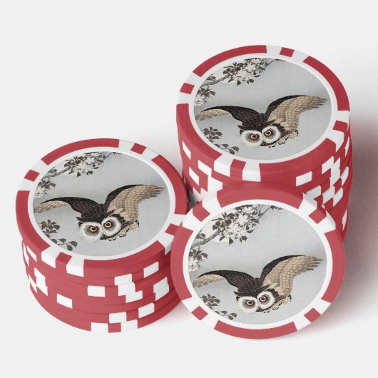 Ohara Koson Scops Uil Kersenbloesems & Maan Poker Chips (Opstapeling)
