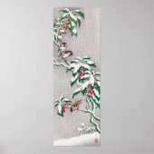 Ohara Koson Sparrows op sneeuwbes struik Poster (Voorkant)