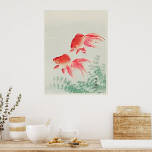 Ohara Koson Twee Sluierstaartgoudvissen - Fijne Ku Poster