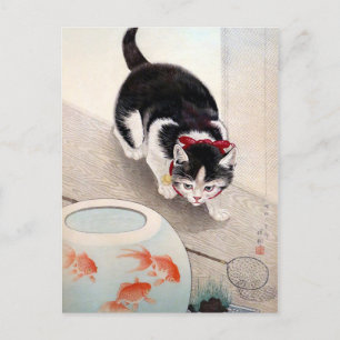 Ohara koson's Kat en goudvissenkom (1933) Briefkaart