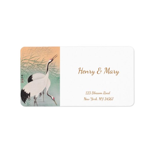 Ohara Koson's kranen Etiket (Voorkant)