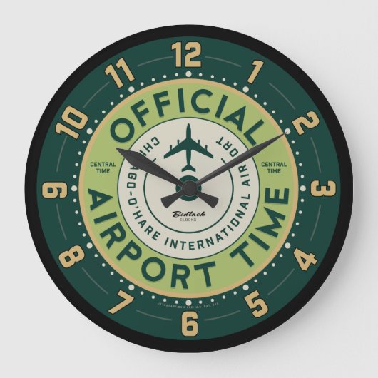 O'Hare Airport Retro Clock Grote Klok (Voorkant)