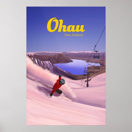 Ohau Skigebied Reisposter Poster (Voorkant)