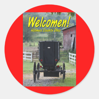 OHCA101.Amish Buggie - Holmes Co OH. Ronde Sticker
