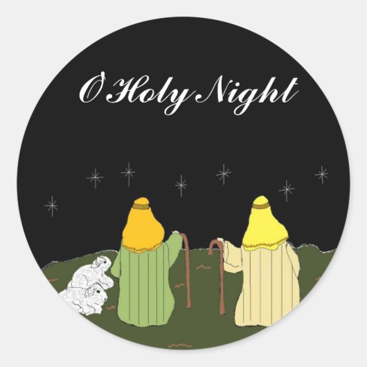 O'Heilige Nacht - Kerstzegel Ronde Sticker (Voorkant)