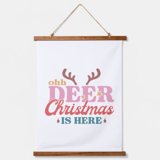 Ohh Herten Kerstmis is hier | Kerstmis Hangend Wandkleed (Voorkant)