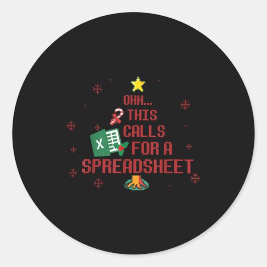 Ohhh This Calls For A Spreadsheet Ugly Christmas S Ronde Sticker (Voorkant)