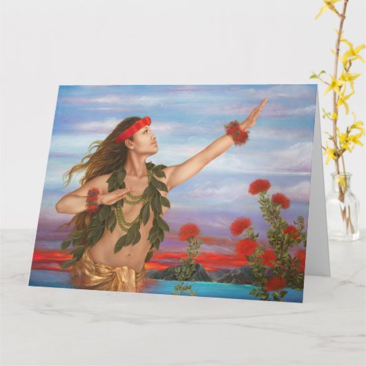 "Ohia and Lehua" by artist Lori Higgins. 8.5x11! Kaart (Gele Bloem)