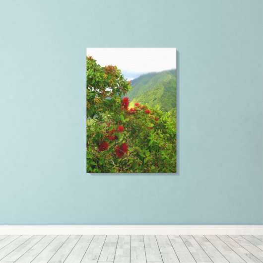 Ohia Lehua Blossoms Canvas Afdruk (Insitu (Houten vloer))