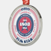 Ohio 17e staat kerstversiering metalen ornament (Links)