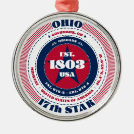 Ohio 17e staat kerstversiering metalen ornament
