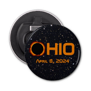 Ohio 2024 totale zonsverduistering button flesopener