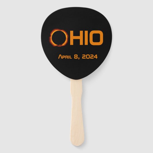 Ohio 2024 totale zonsverduistering handwaaier (Achterkant)