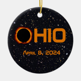 Ohio 2024 totale zonsverduistering keramisch ornament