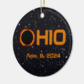 Ohio 2024 totale zonsverduistering keramisch ornament (Links)
