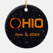 Ohio 2024 totale zonsverduistering keramisch ornament (Achterkant)