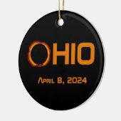 Ohio 2024 totale zonsverduistering keramisch ornament (Links)