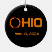 Ohio 2024 totale zonsverduistering keramisch ornament (Achterkant)