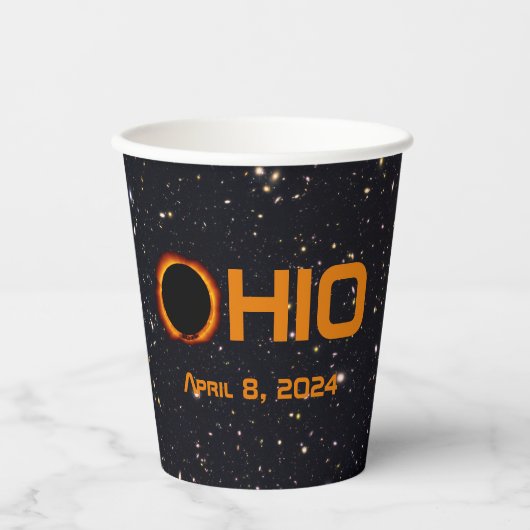 Ohio 2024 totale zonsverduistering papieren bekers (Voorkant)