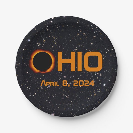 Ohio 2024 totale zonsverduistering papieren bordje (Voorkant)