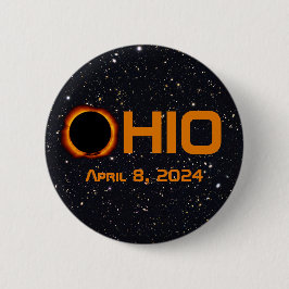 Ohio 2024 totale zonsverduistering ronde button 5,7 cm