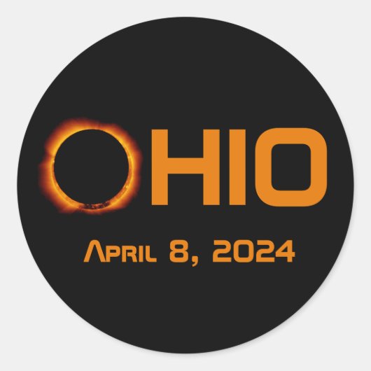 Ohio 2024 totale zonsverduistering ronde sticker (Voorkant)