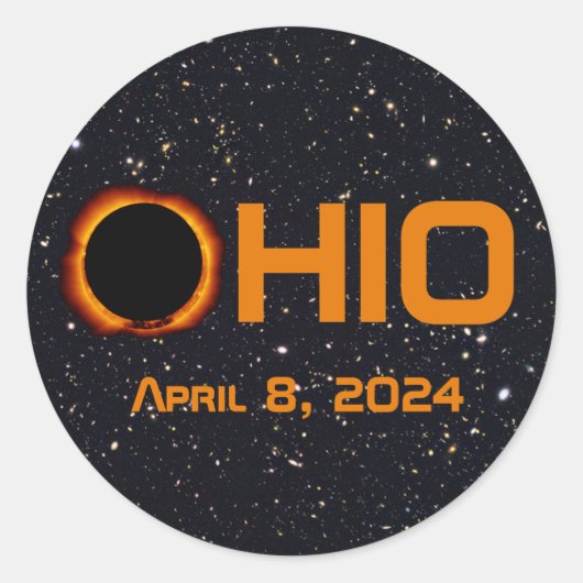 Ohio 2024 totale zonsverduistering ronde sticker (Voorkant)