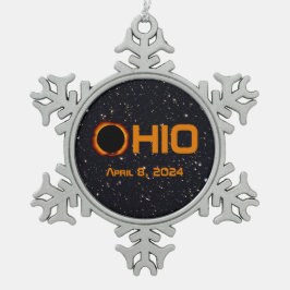 Ohio 2024 totale zonsverduistering tin sneeuwvlok ornament