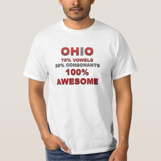 OHIO 75% vowels 25% cononants 100% geweldige T-shirt (Voorkant)