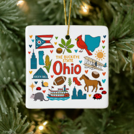 Ohio Aangepaste Familie Reis Kerstmis Keramisch Ornament