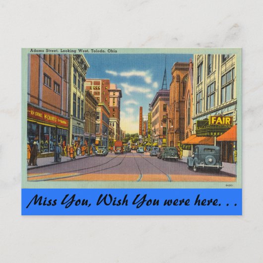 Ohio, Adams Street, Toledo Briefkaart (Voorkant)