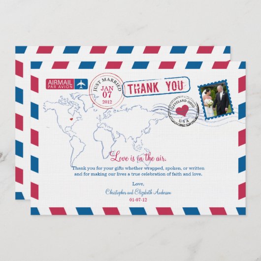 Ohio Air Mail Wedding Dank u Bedankkaart (Voorkant / Achterkant)
